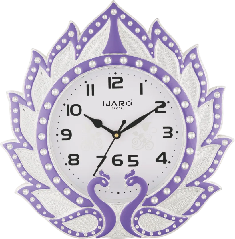 Violet Peacock Design Fancy Quartz Clock