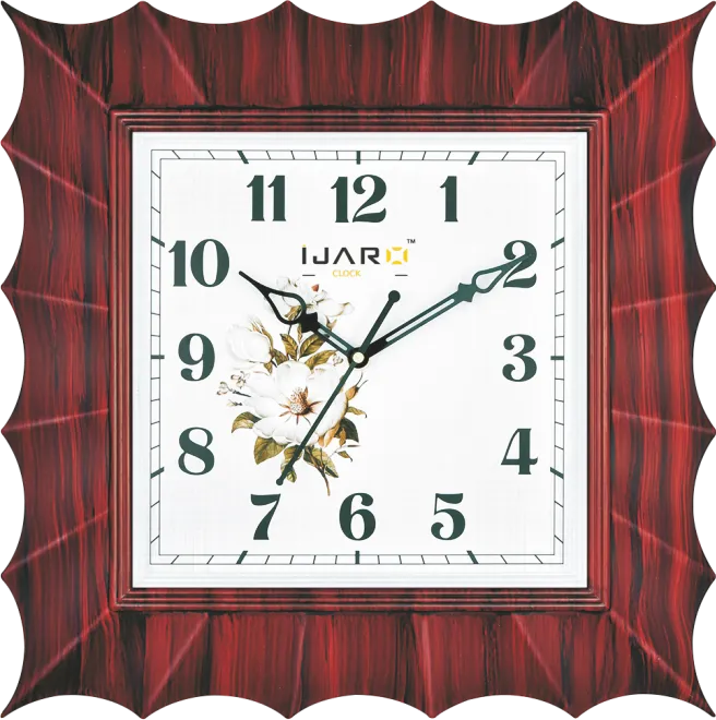 Square Reddish Brown Decorative Wall Clock