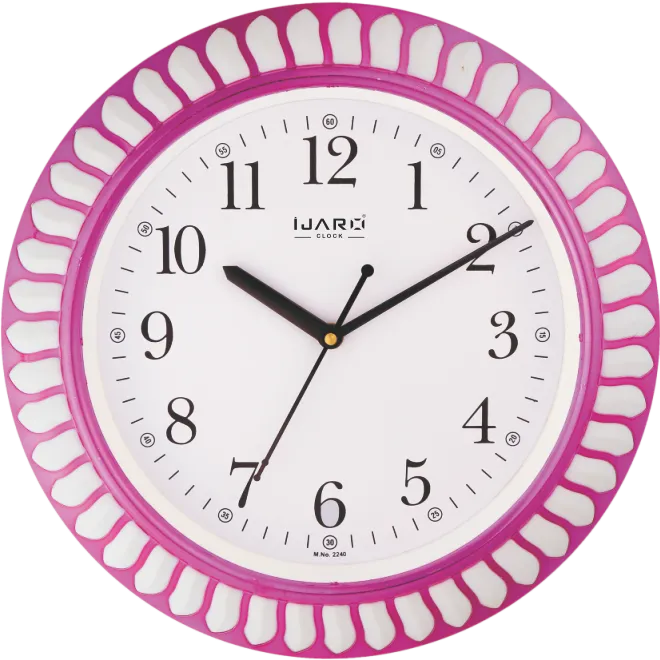 Pink Rounded Fancy Quartz Wall Clock