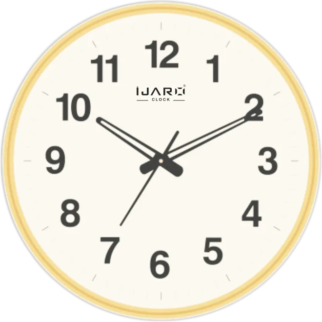 Golden Rounded Office Quartz Clock