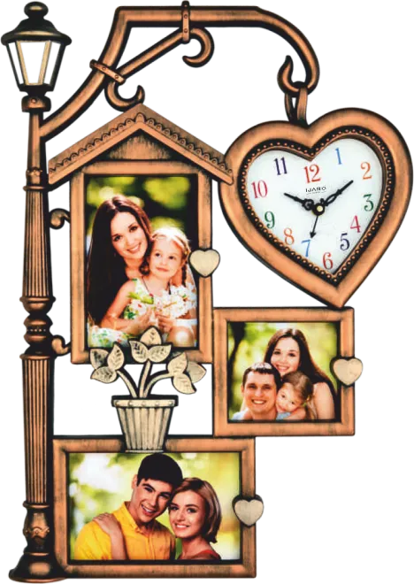 Heart Shape Photo Frame Plastic Wall Clock