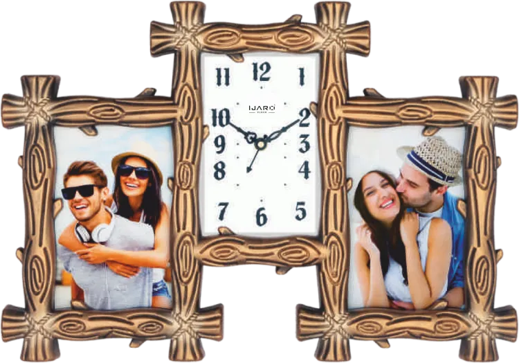 Wooden Design Photo Frame Plastic Clock