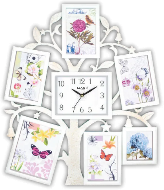 Tree Shape Photo Frame Plastic Clock