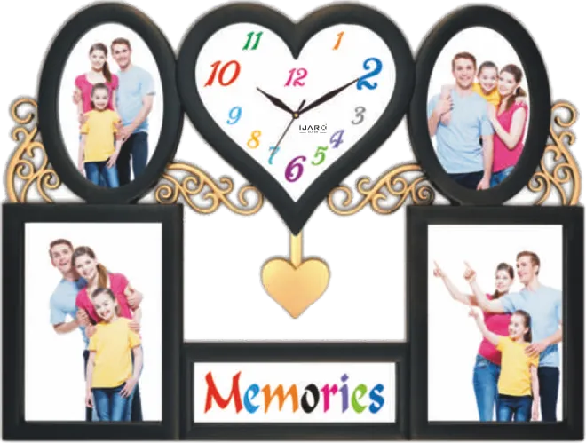 Pendulum Photo Frame Plastic Wall Clock