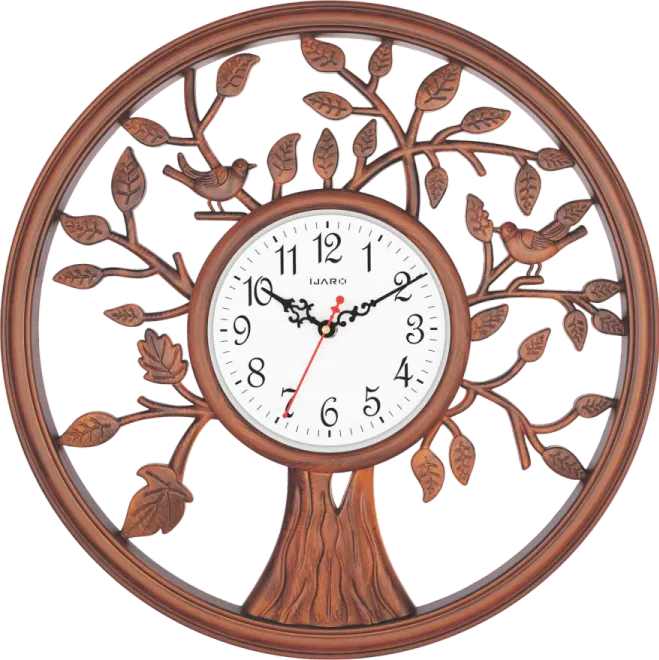Wood Look Round Plastic Wall Clock