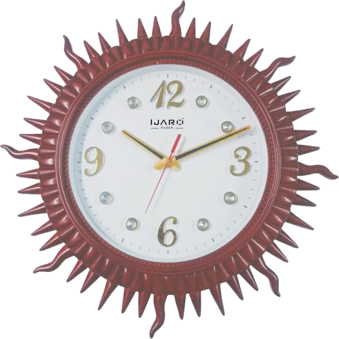 Sun Shaped Brown Round Plastic Wall Clock