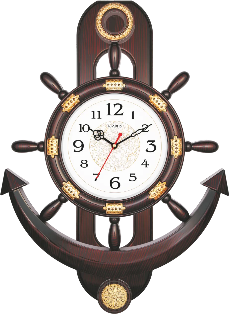Glossy Wooden Anchor Plastic Clock