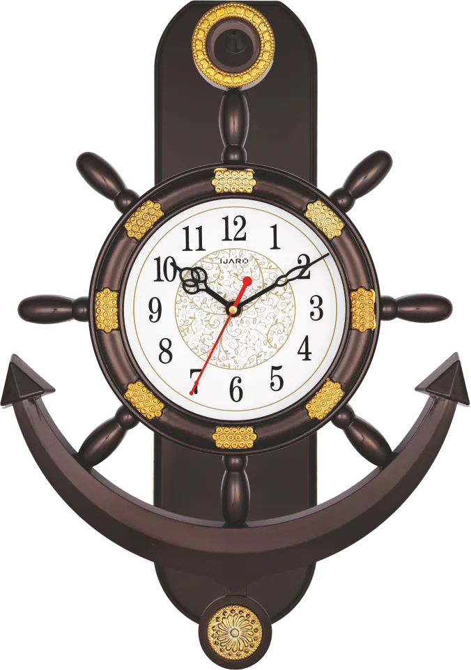 Glossy Wooden Anchor Plastic Clock-2