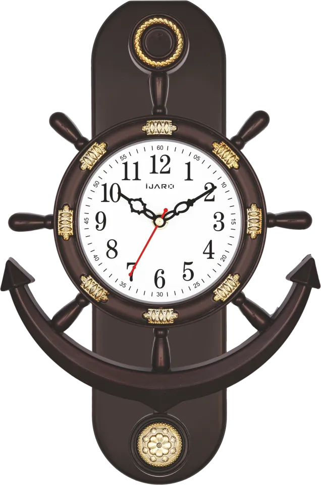 Glossy Wooden Anchor Plastic Wall Clock-3
